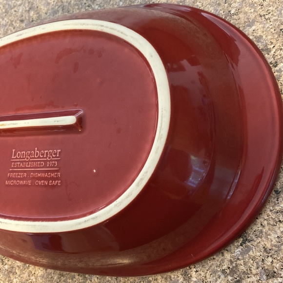 Longaberger Pottery Woven Traditions Paprika Red Oval Serving Dish - Picture 11 of 16
